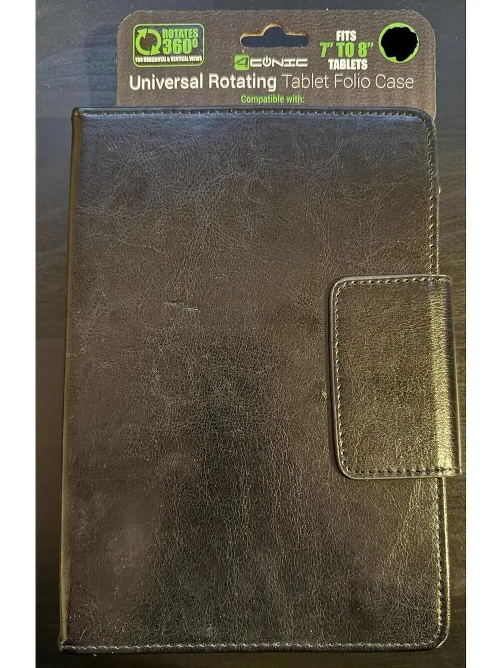 Aconic Universal Tablet Folio Case Fits 7” To 8” Tablets (Black)